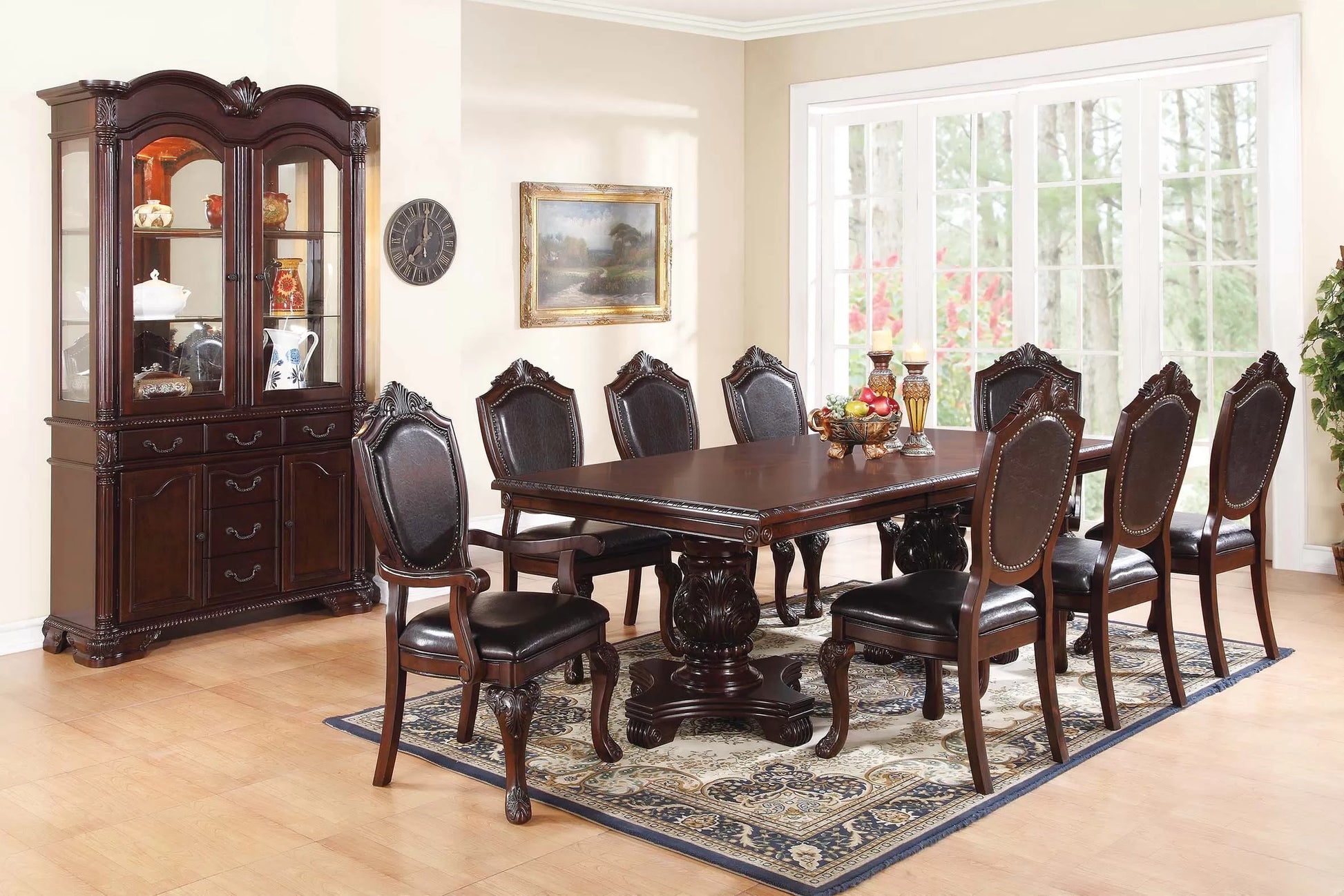 Traditional Extension Dining Group with Side and Armchairs