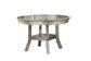 Silver Round Glass-Top Dining Group with Tufted Chairs
