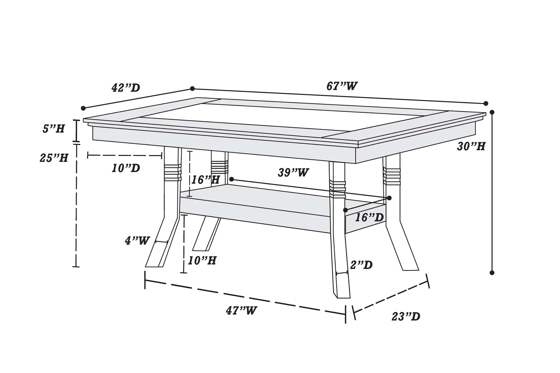 Glass-Top Storage-Shelf Dining Group 7