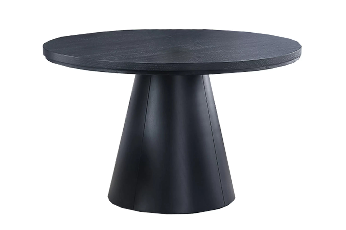 Black Round Dining Group with Bouclé Chairs