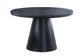 Black Round Dining Group with Bouclé Chairs