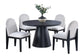 Black Round Dining Group with Bouclé Chairs