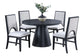 Black Round Dining Group with Bouclé Chairs