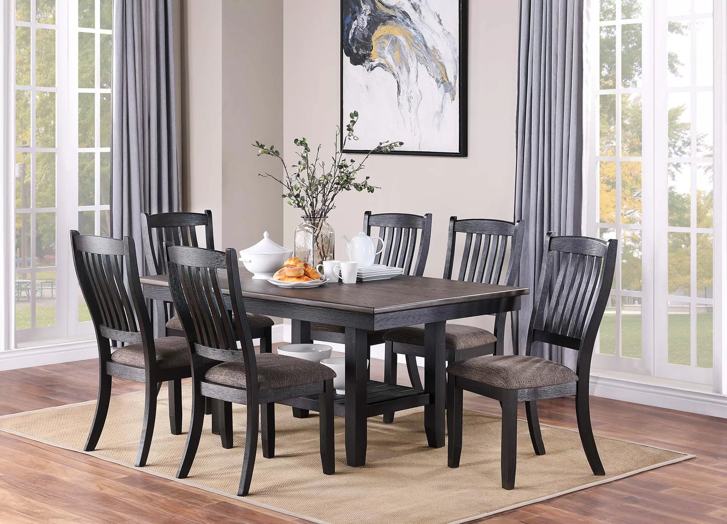 Transitional Storage-Shelf Dining Group — F2438