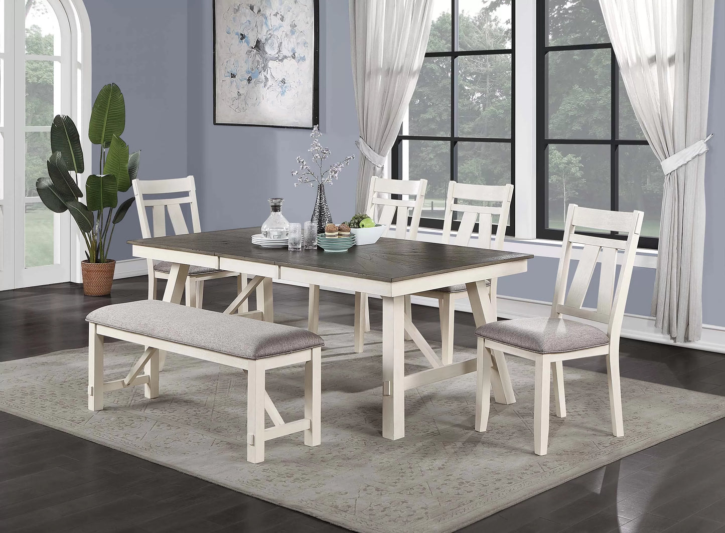Extendable Dining Group with Bench — F2513