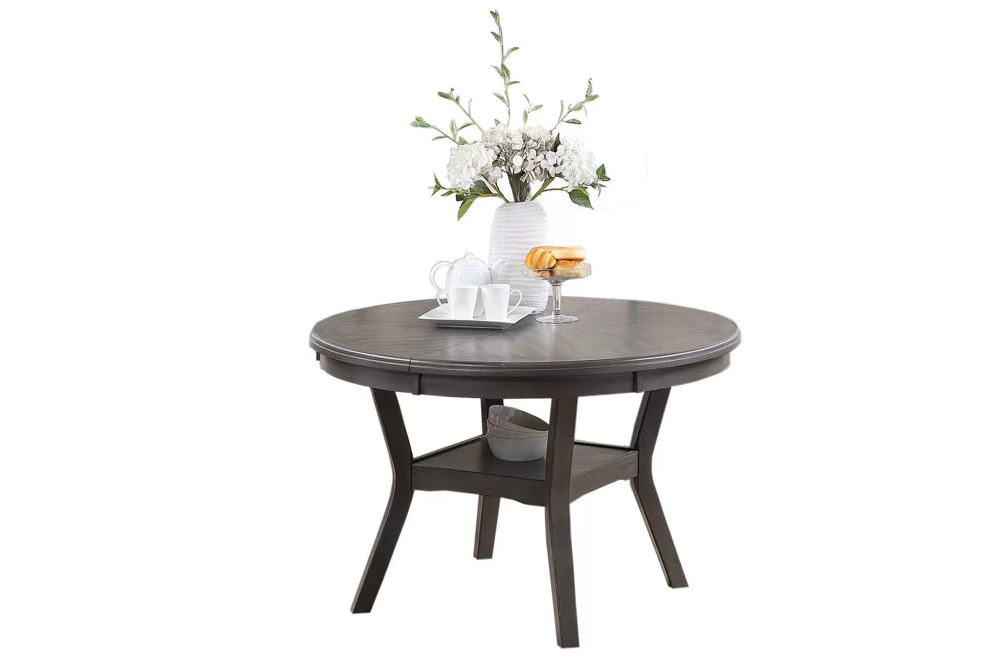 Gray Round Dining Group with Circle-Back Chairs