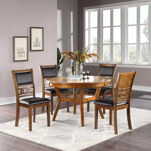 Oak Round Storage-Shelf Dining Group — F2565