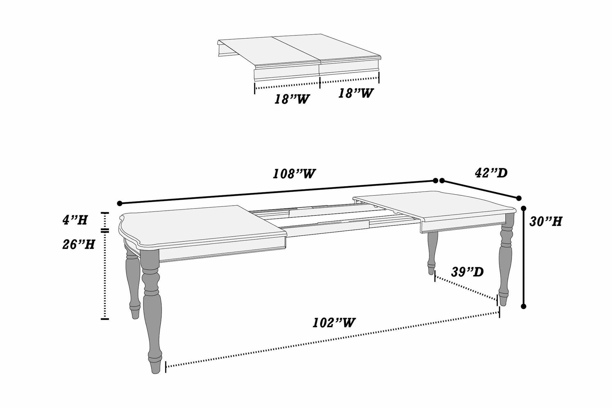 Distressed White Double-Leaf Dining Group — F2571-2