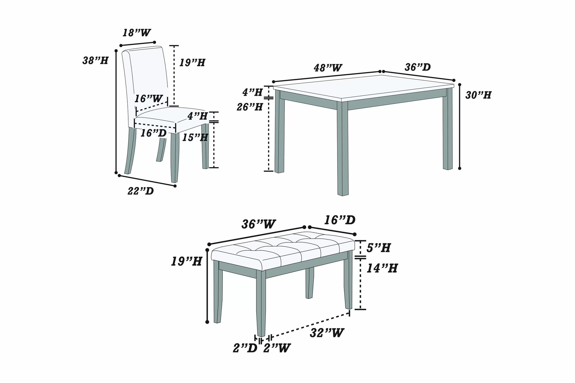 F2614 5-Piece Dining Set by Poundex - view 14
