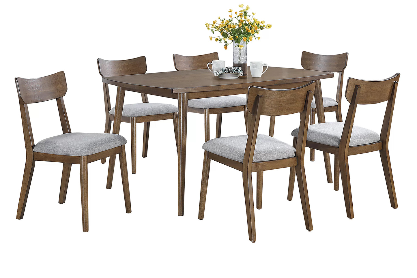 Walnut Dining Group with Curved-Back Chairs