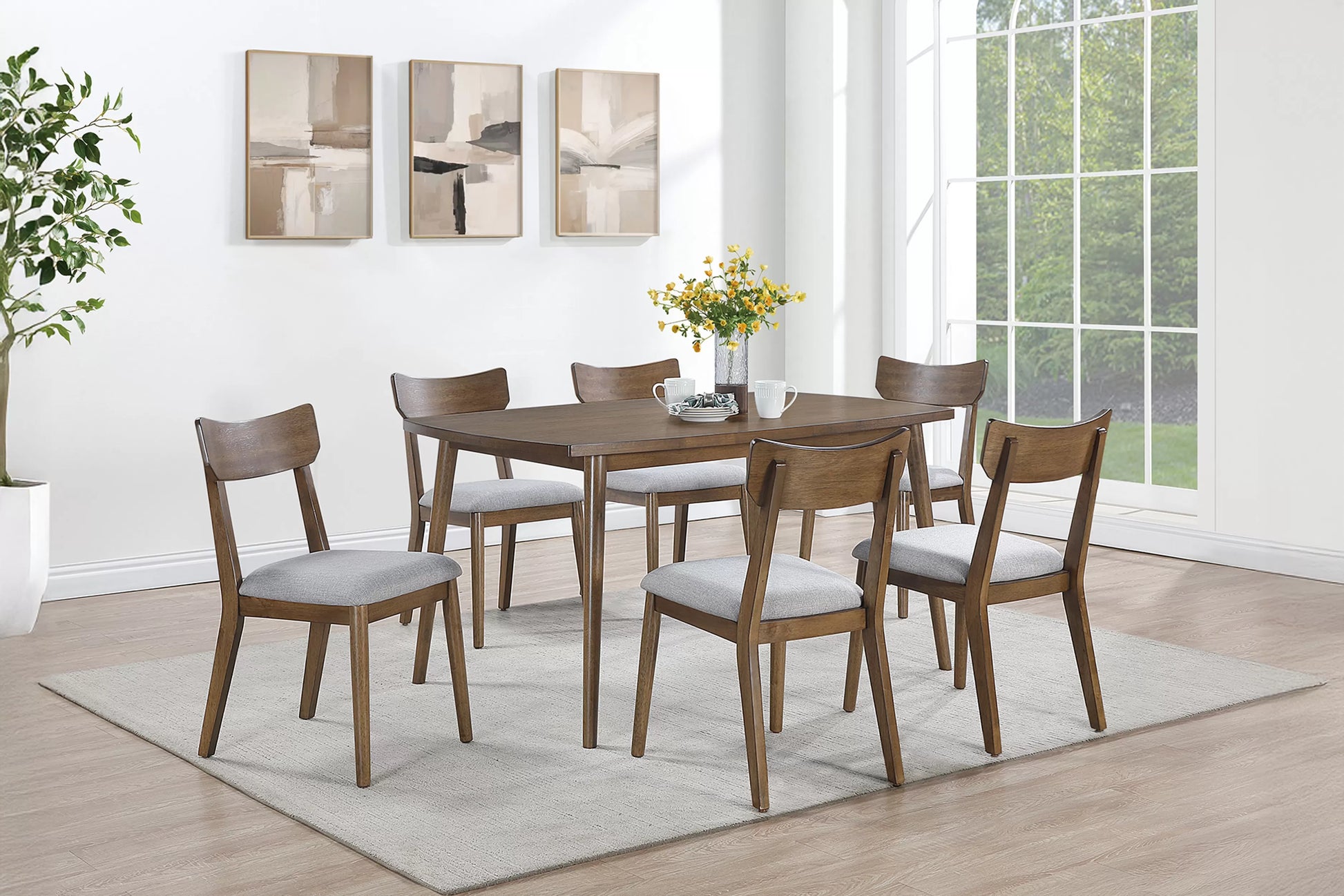 Walnut Dining Group with Curved-Back Chairs