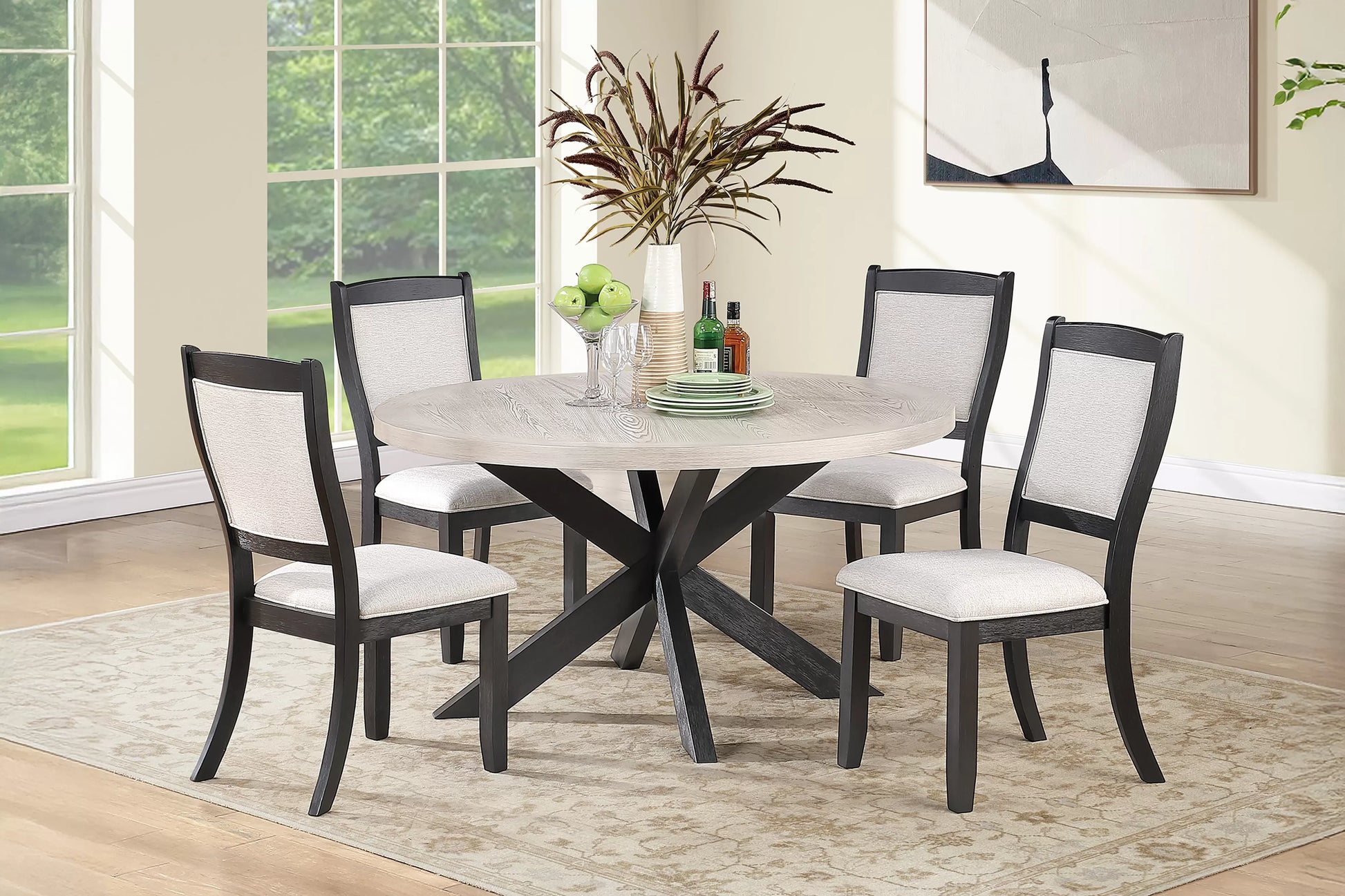 Antique Black Round Dining Group — F2708