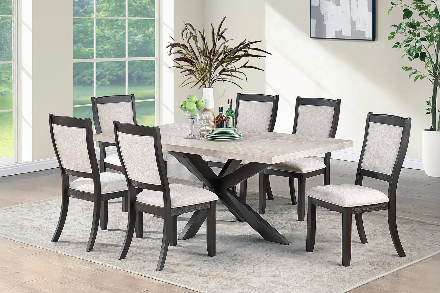 Antique Black Rectangular Dining Group — F2709