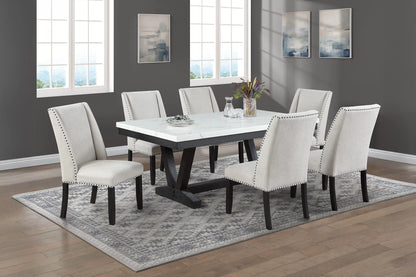 Antique Black Faux-Marble Dining Group with Bench — F2712-1