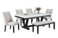 Antique Black Faux-Marble Dining Group with Bench — F2712-3