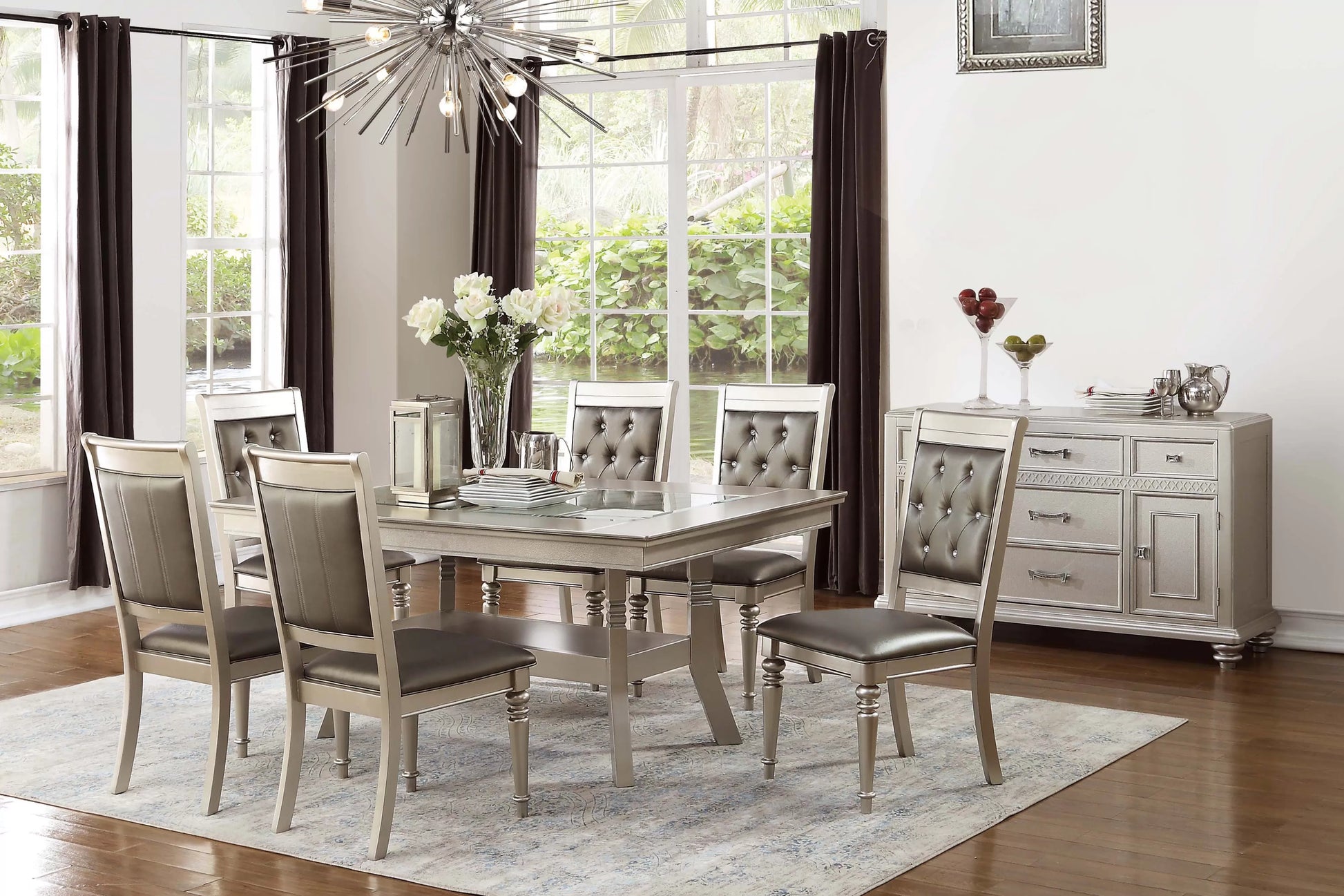Glass-Top Storage-Shelf Dining Group 13