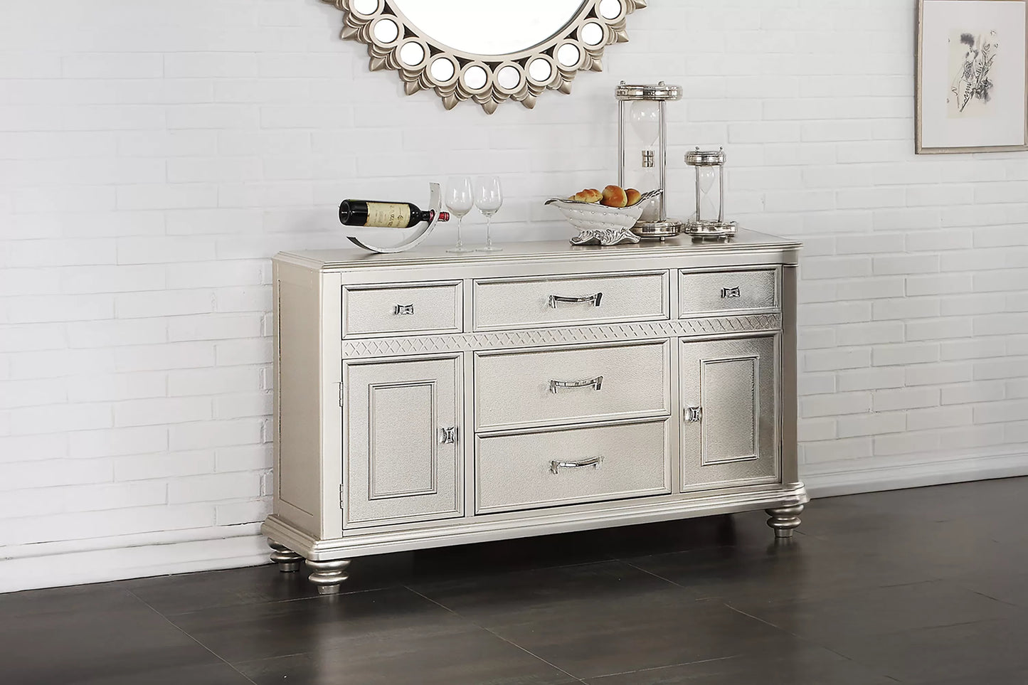 Glass-Top Storage-Shelf Dining Group 14