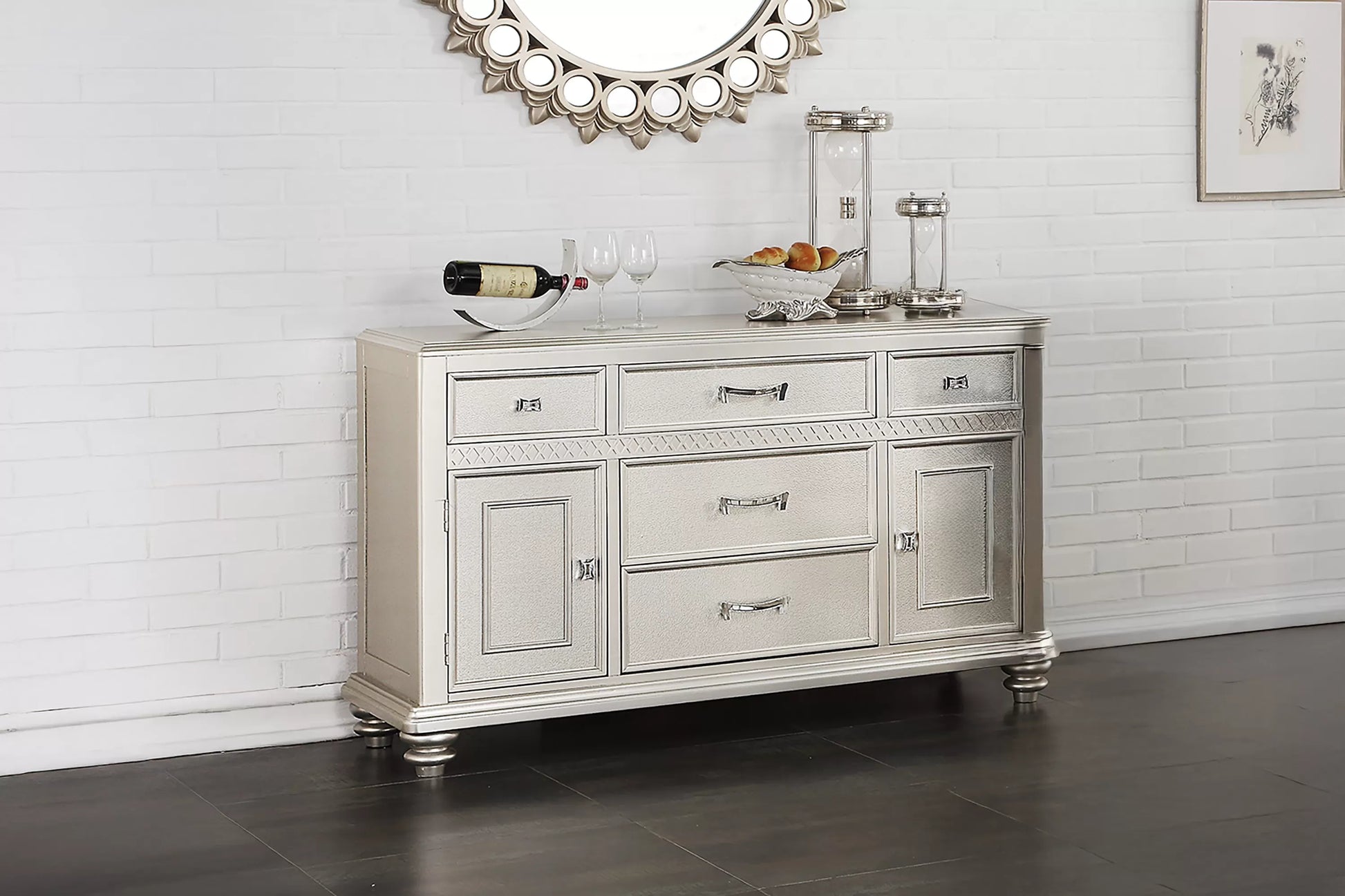Glass-Top Storage-Shelf Dining Group 14