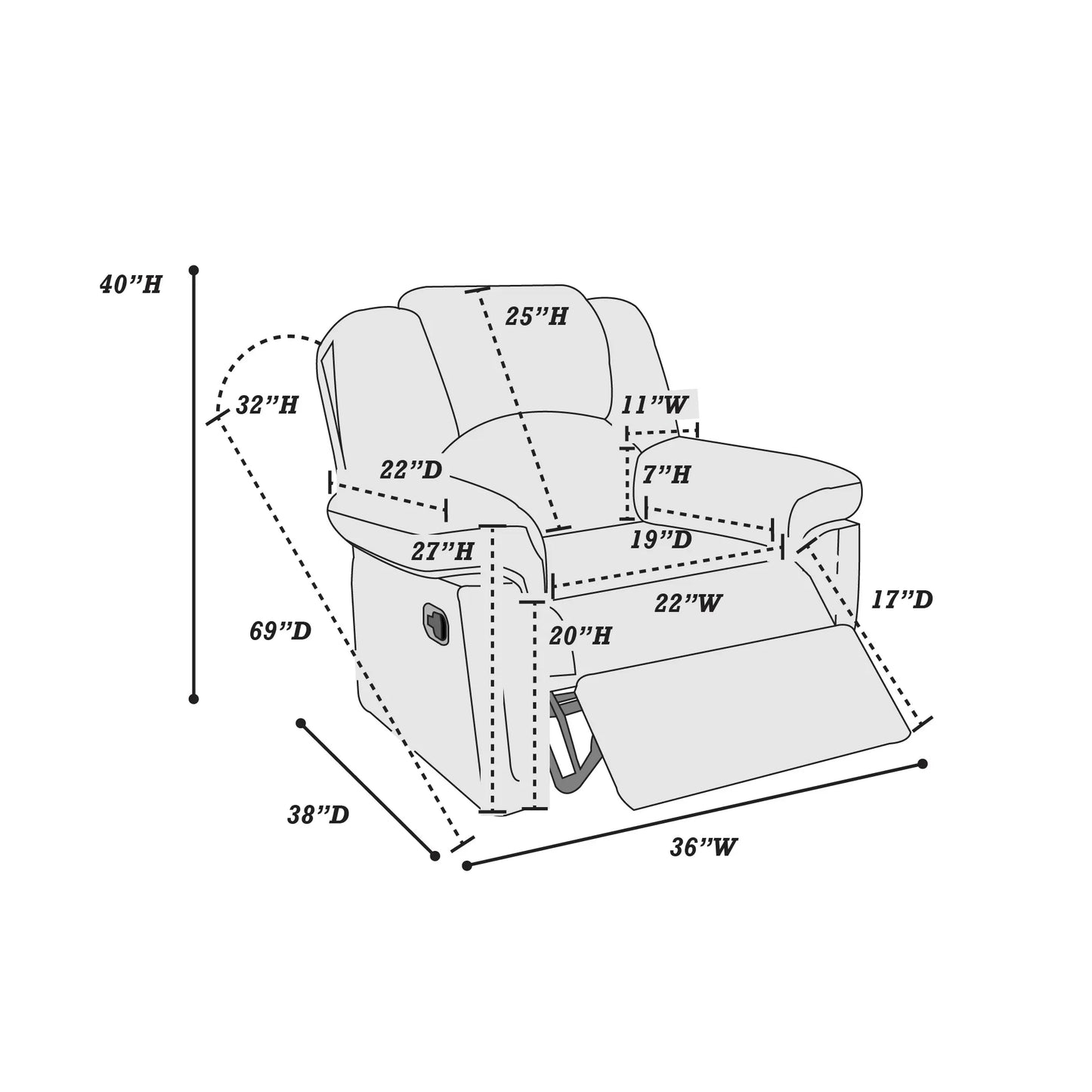 Poundex F6673 recliner view 4