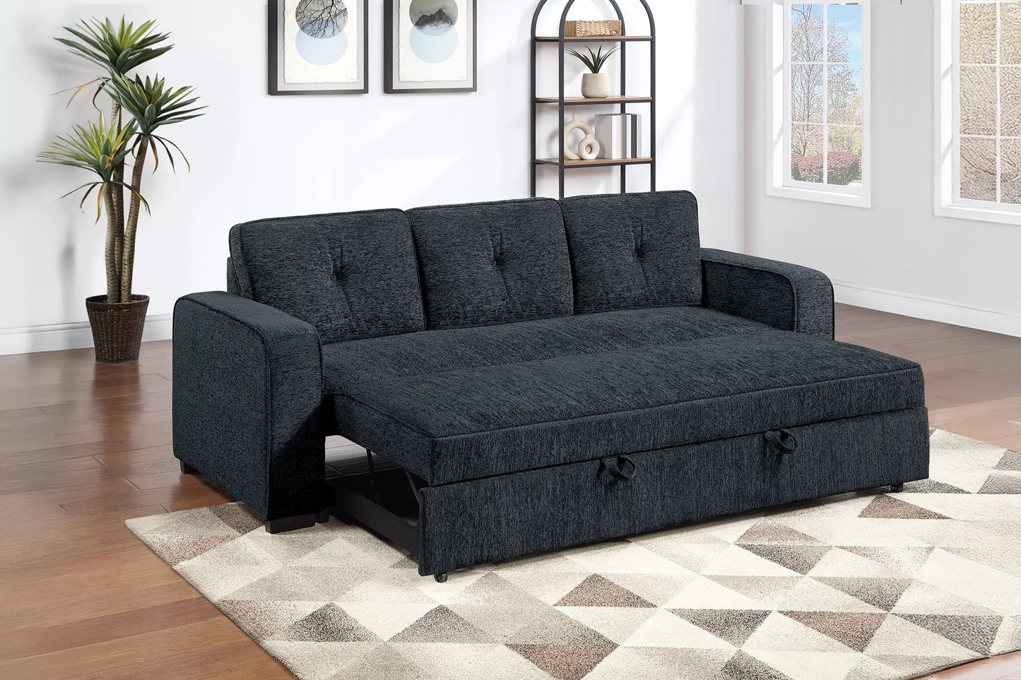 F7121 Black Convertible Sofa — view 2