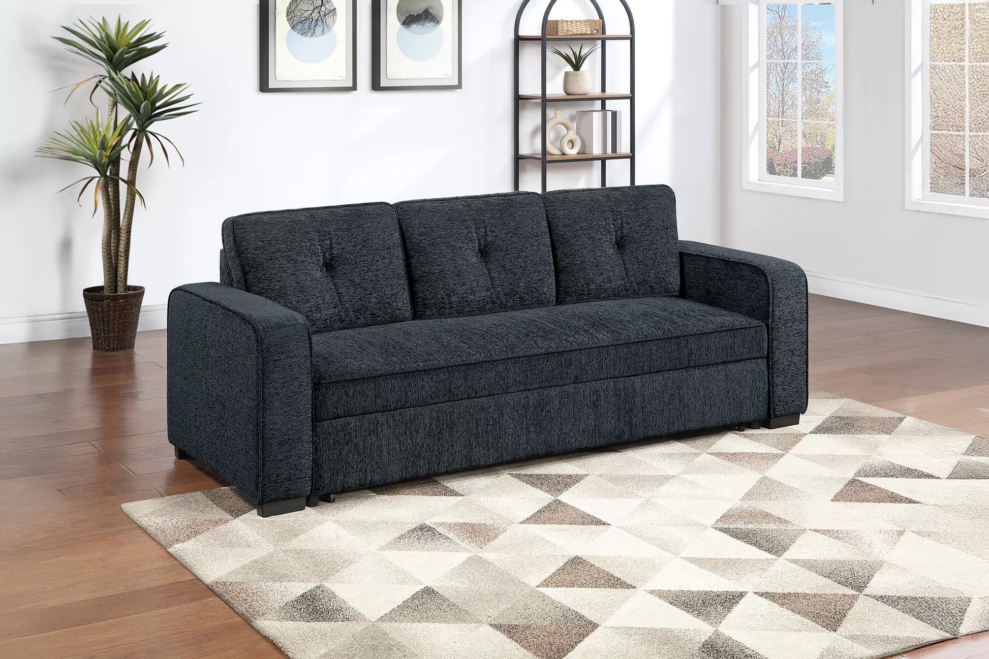 F7121 Black Convertible Sofa — view 3