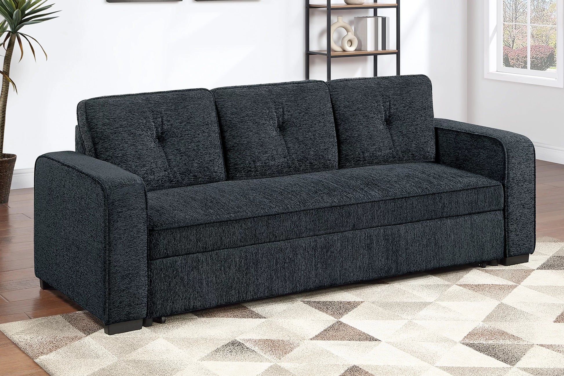 F7121 Black Convertible Sofa — main view