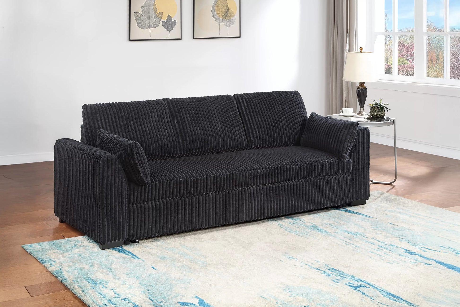 F7123 Black Convertible Sofa — view 3