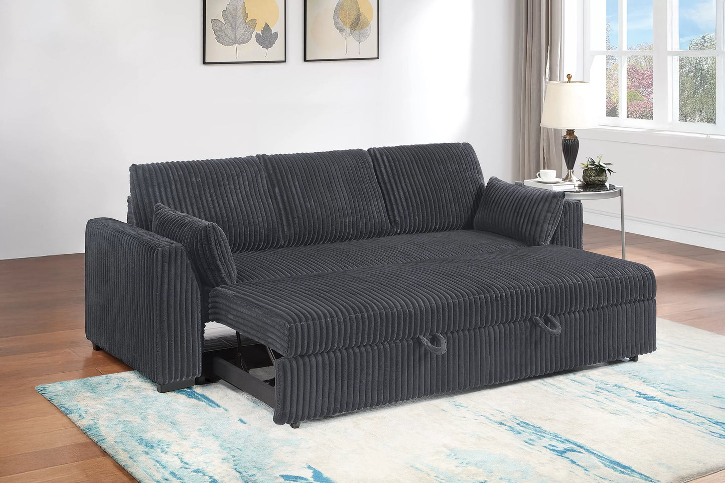 F7124 Gray Convertible Sofa — view 2