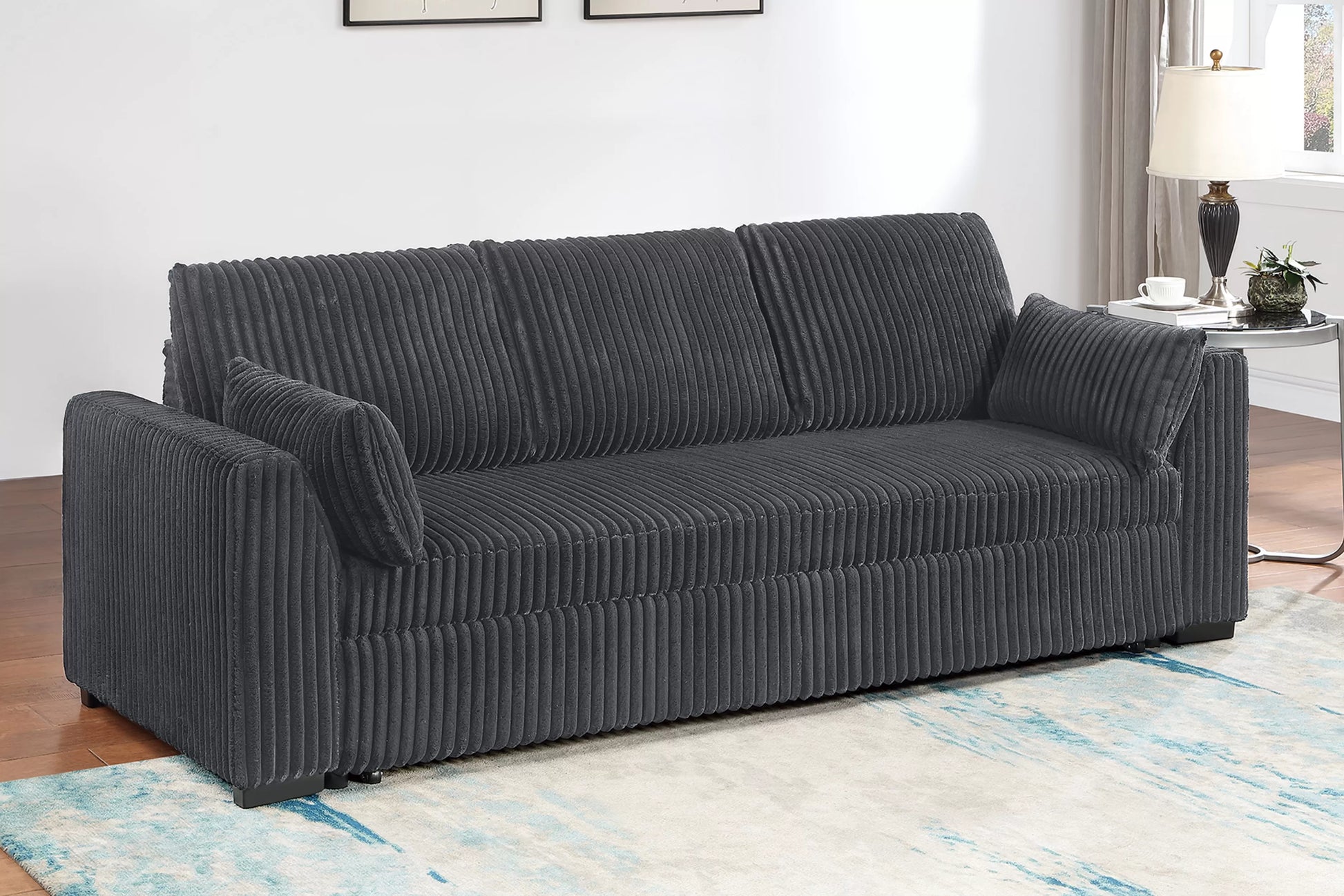 F7124 Gray Convertible Sofa — main view