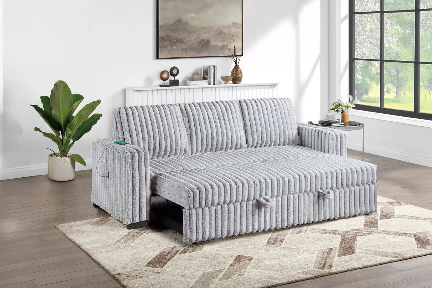 F7126 Mink Gray Convertible Sofa — view 2