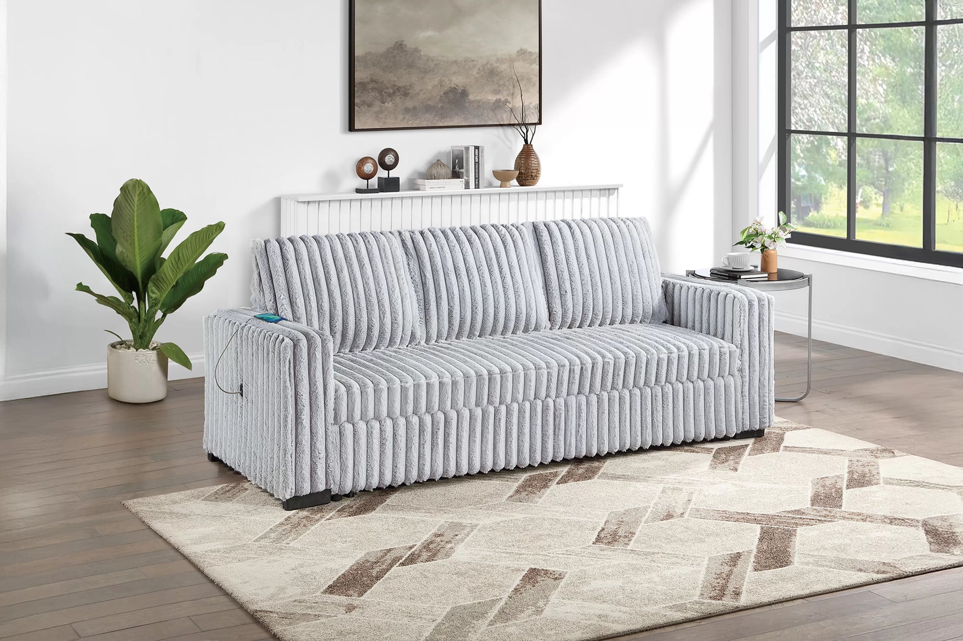 F7126 Mink Gray Convertible Sofa — view 3