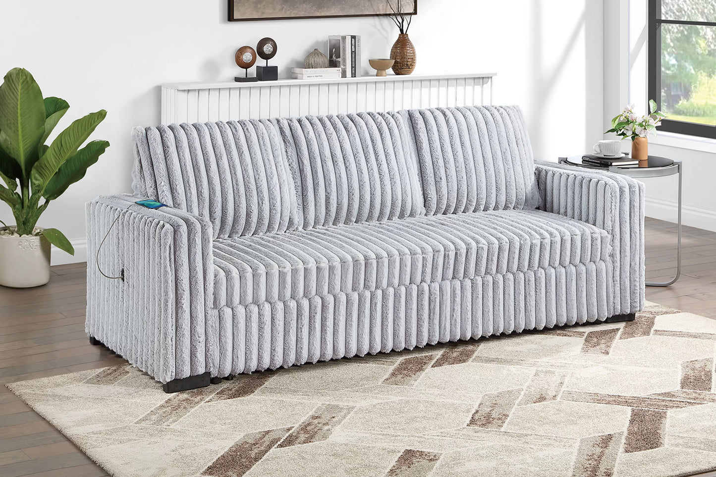 F7126 Mink Gray Convertible Sofa — main view
