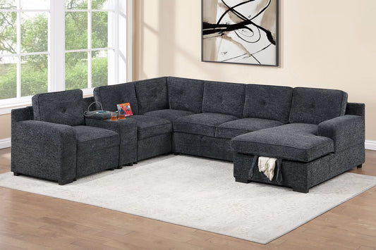 F7128 Dark Gray 4-Piece Convertible Sectional — main view