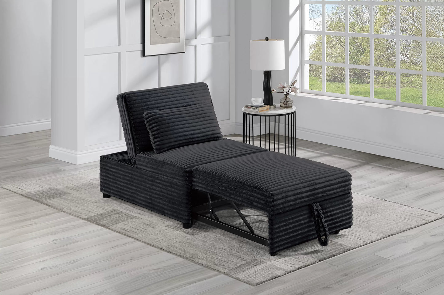 F7129 Black Convertible Sleeper Chair — view 2