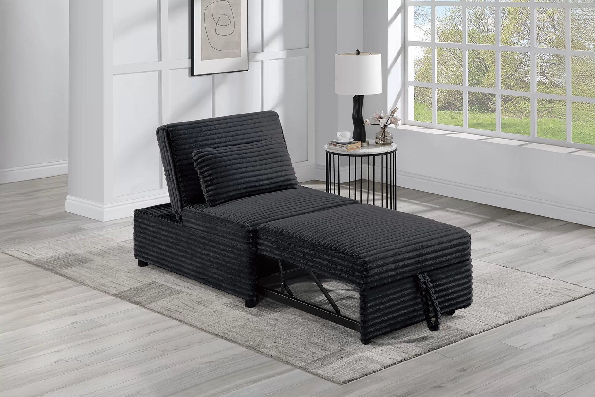 F7129 Black Convertible Sleeper Chair — view 2