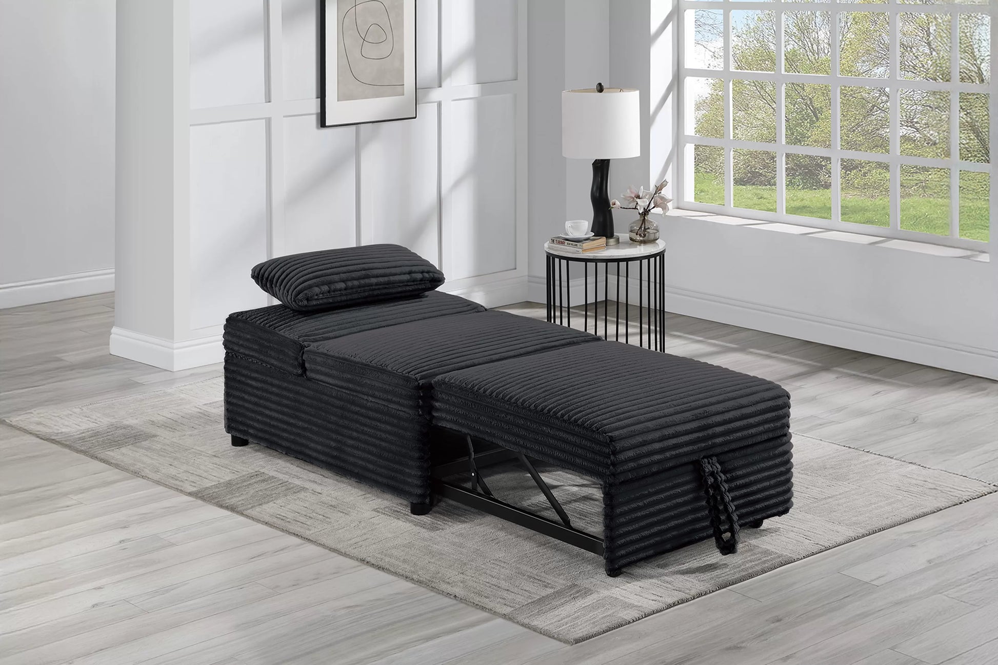 F7129 Black Convertible Sleeper Chair — view 3