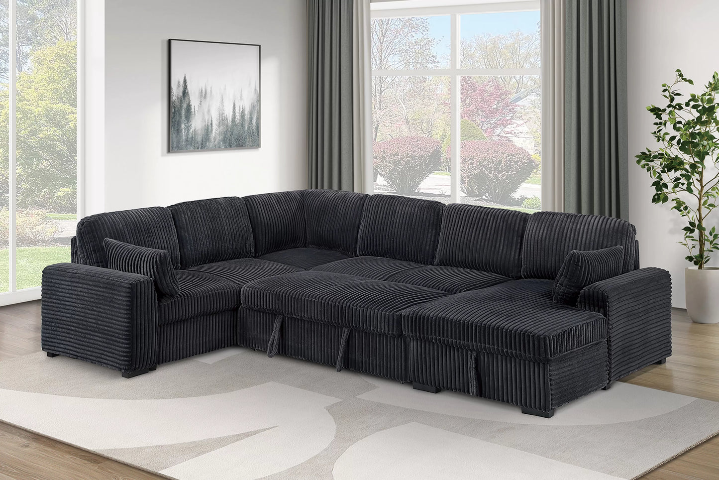 F7131 Black 4-Piece Convertible Sectional Set — view 2
