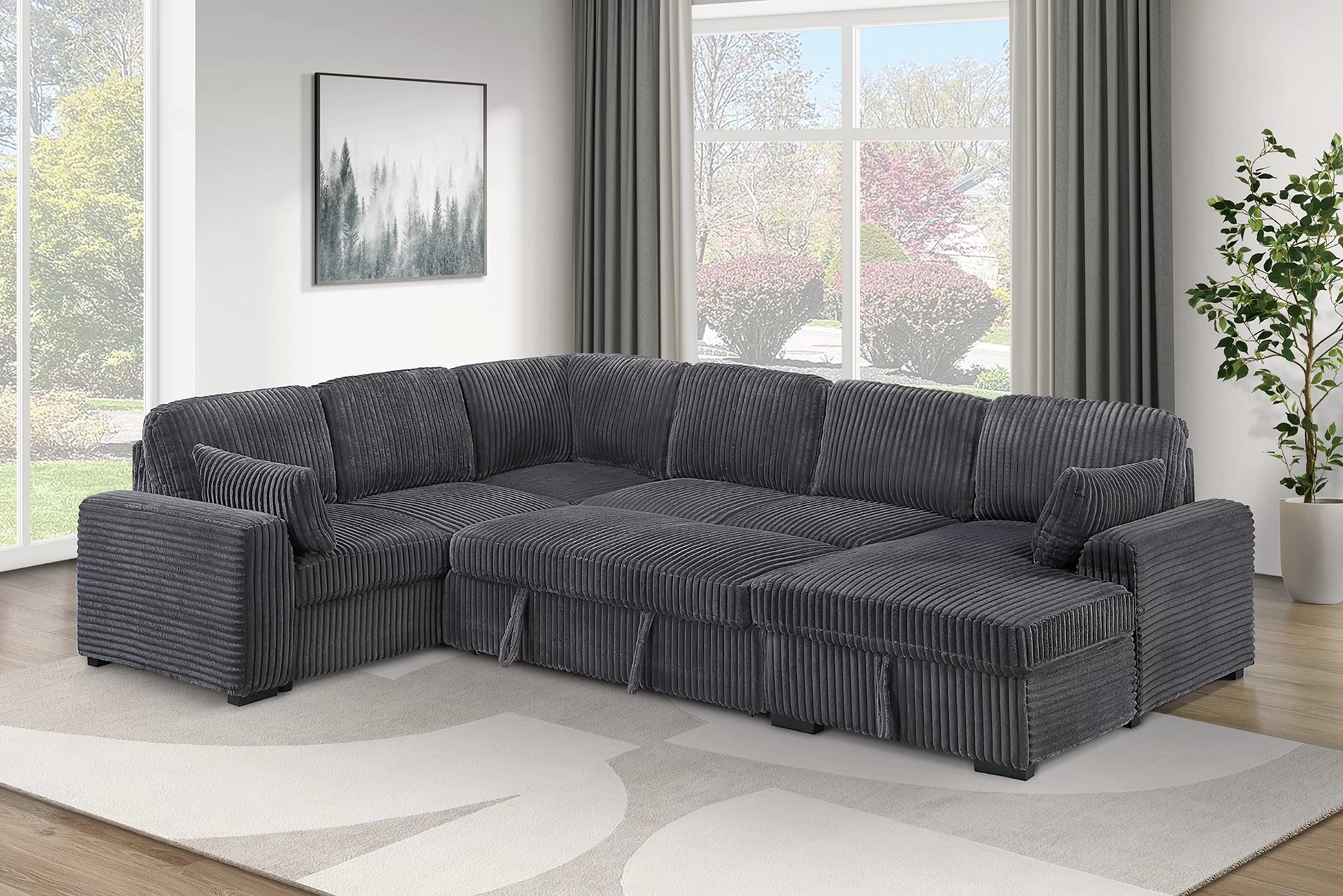 F7132 Gray 4-Piece Convertible Sectional Set — view 2