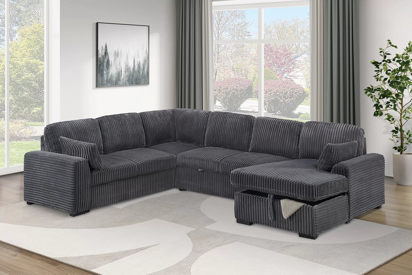 F7132 Gray 4-Piece Convertible Sectional Set — view 3