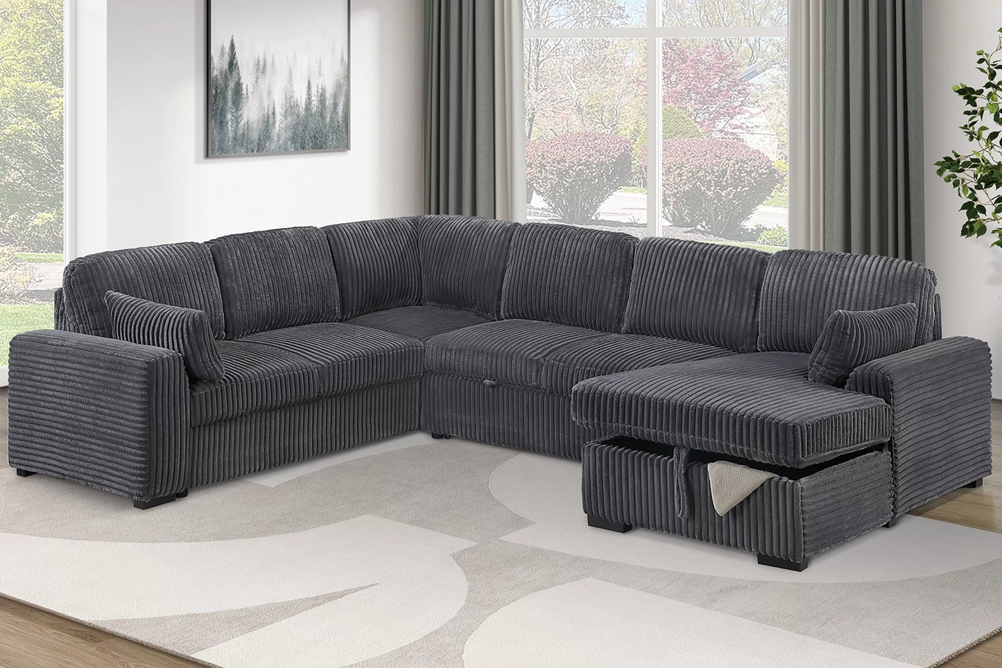 F7132 Gray 4-Piece Convertible Sectional Set — main view
