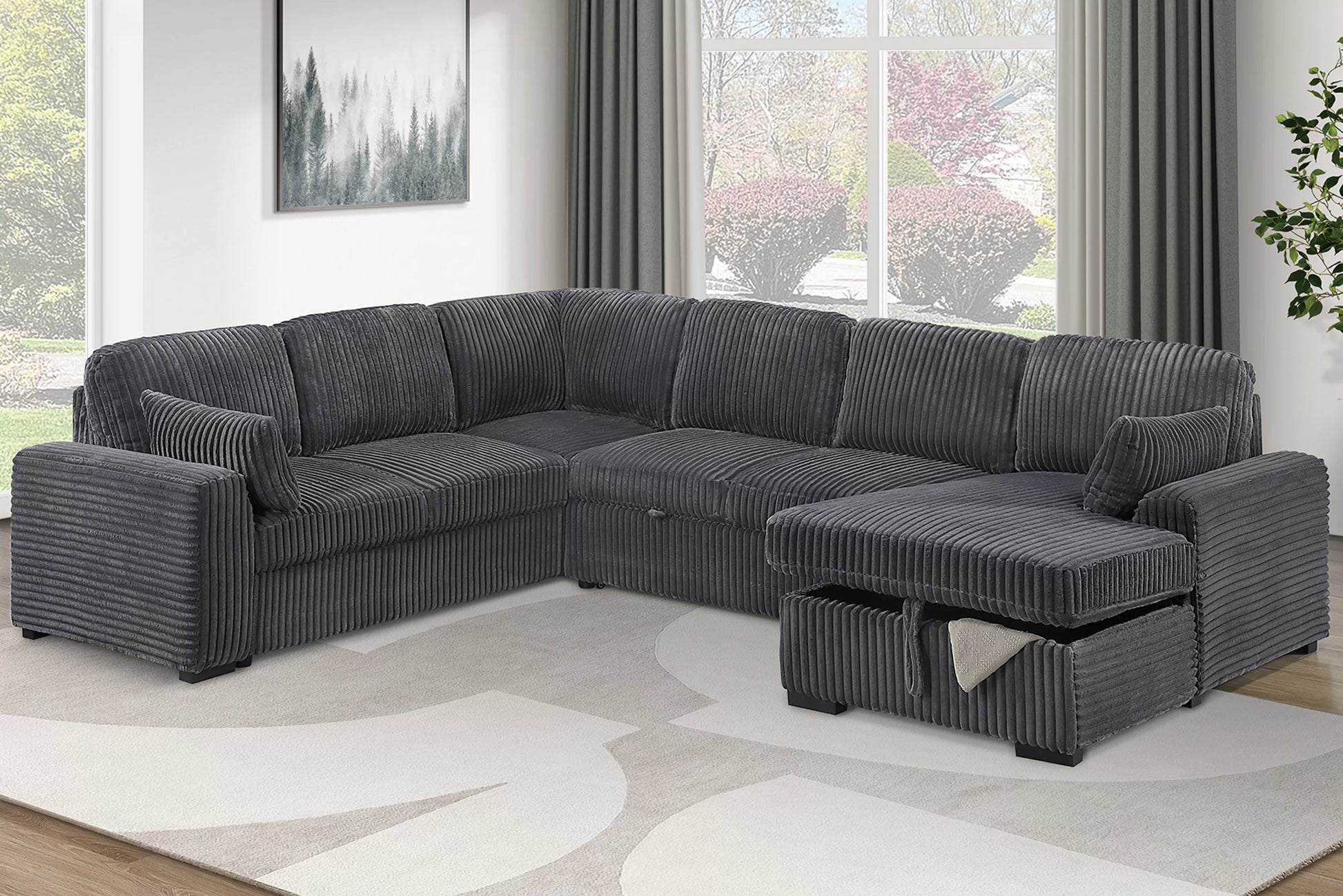F7132 Gray 4-Piece Convertible Sectional Set — main view
