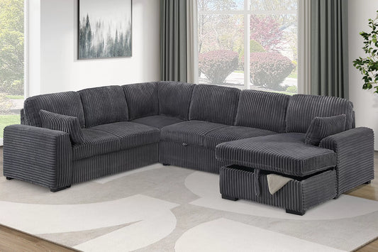 F7132 Gray 4-Piece Convertible Sectional Set — main view