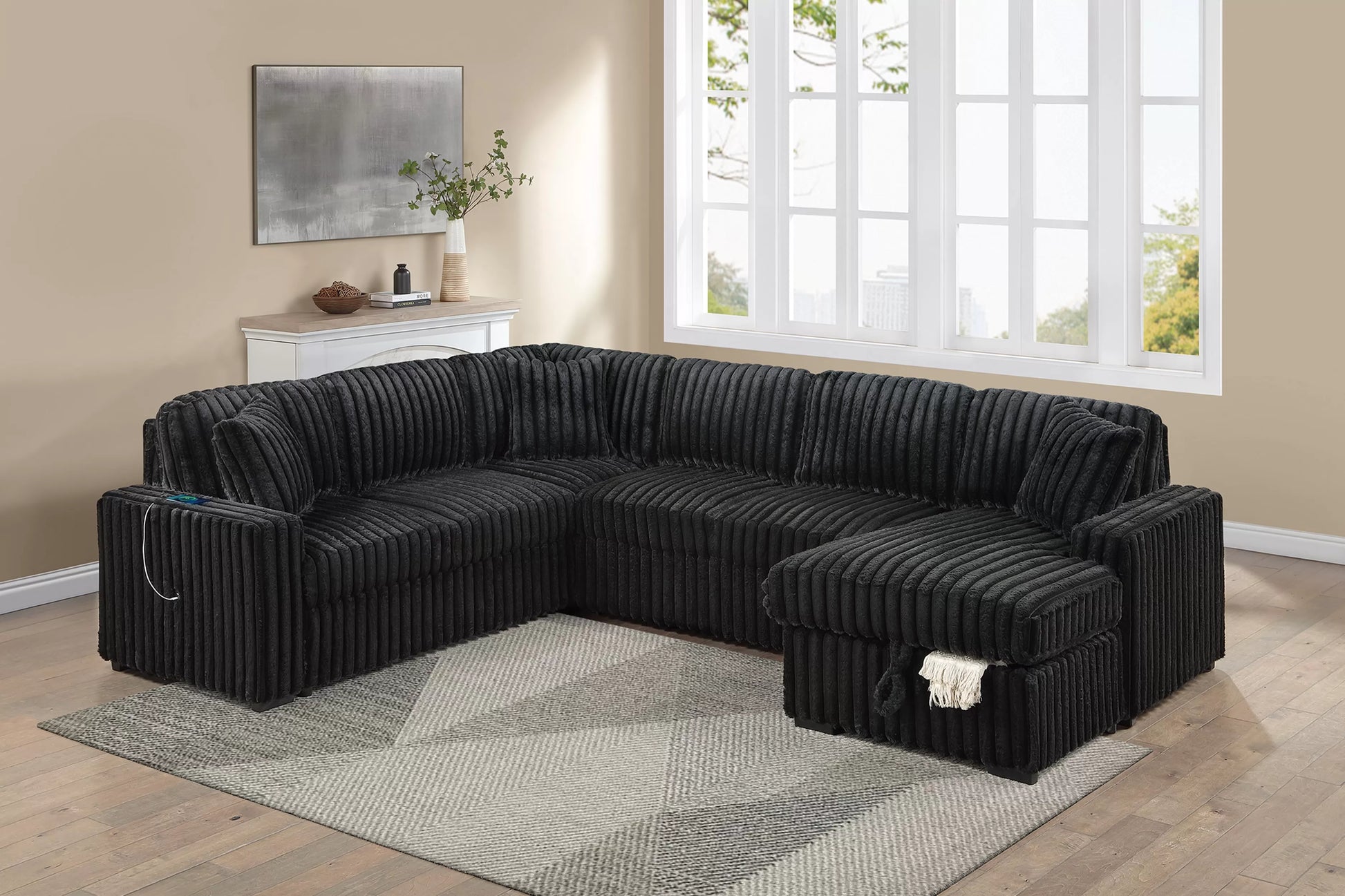 F7133 Onyx 4-Piece Convertible Sectional Set — view 3