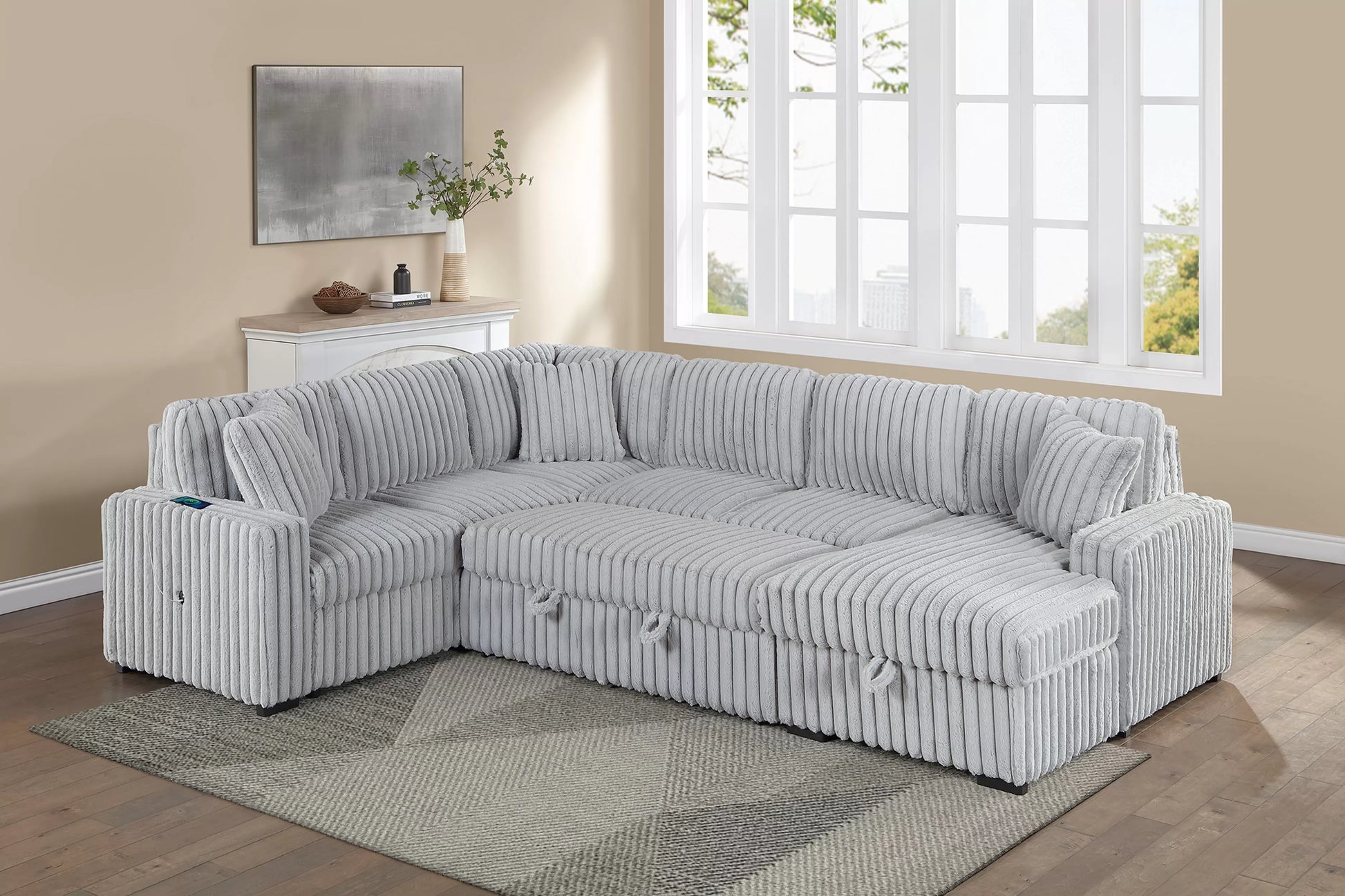 F7134 Mink Gray 4-Piece Convertible Sectional Set — view 2