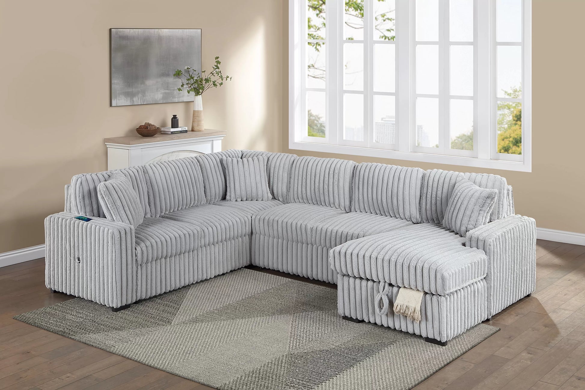 F7134 Mink Gray 4-Piece Convertible Sectional Set — view 3