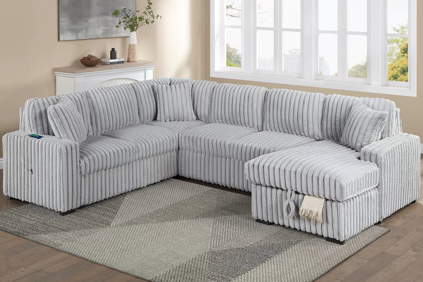F7134 Mink Gray 4-Piece Convertible Sectional Set — main view