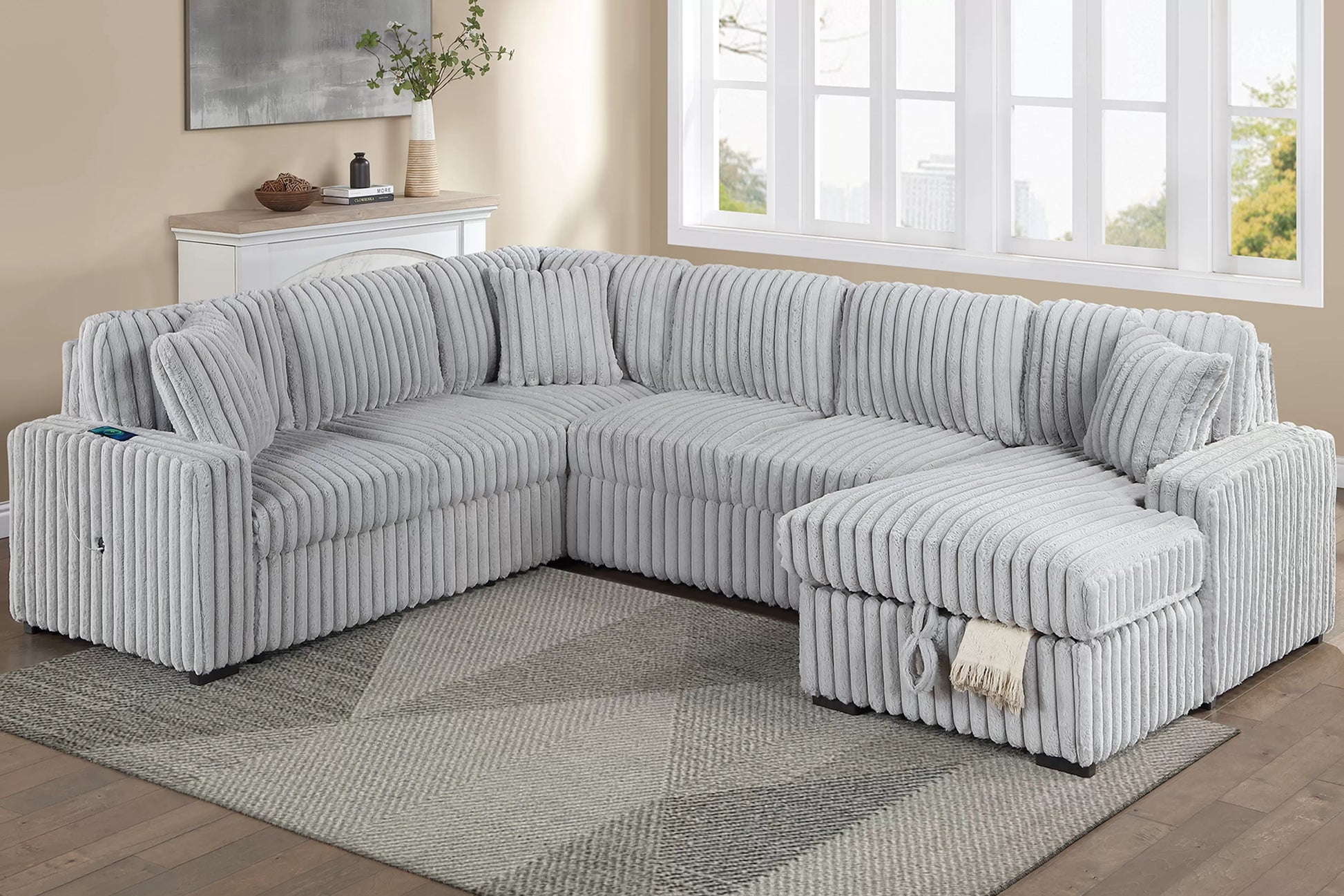 F7134 Mink Gray 4-Piece Convertible Sectional Set — main view