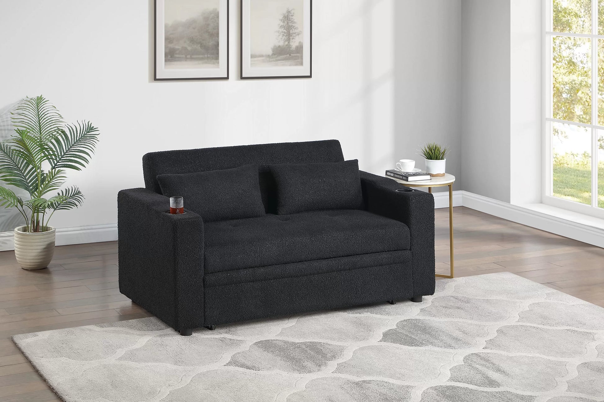 F7135 Black Convertible Sofa — view 4