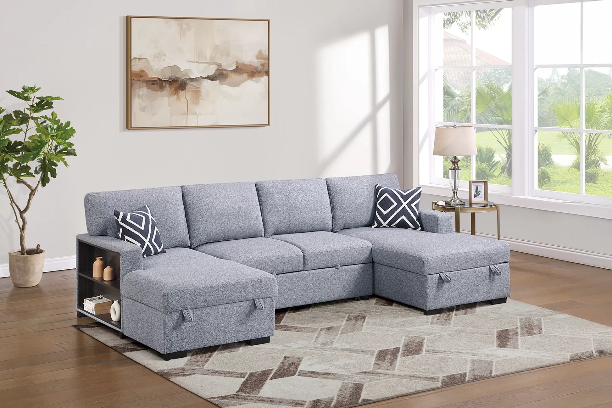 F7475 Gray 3-Piece Convertible Sectional — view 3