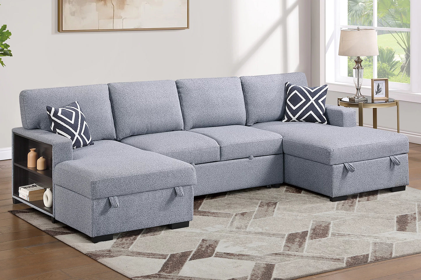 F7475 Gray 3-Piece Convertible Sectional — main view